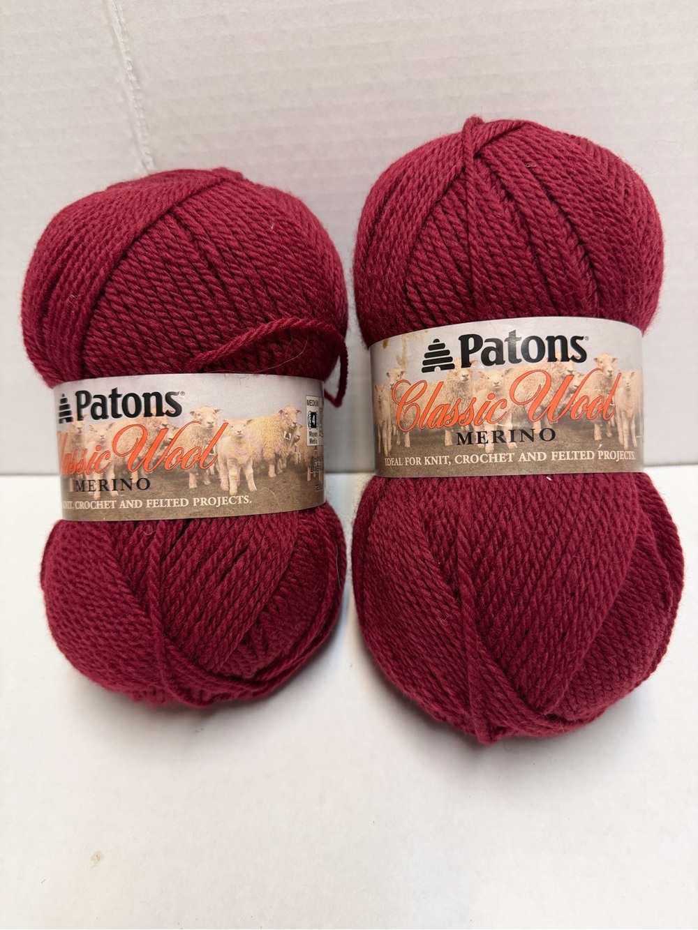 Patons Classic Wool Merino Yarn - Burgundy - 2 Skeins